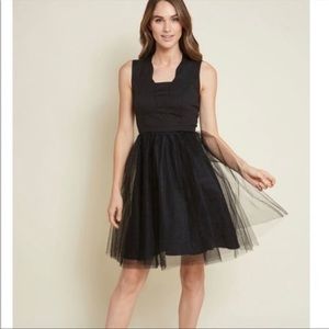 ModCloth Black Proud Posture Fit&Flare Dress Tulle
